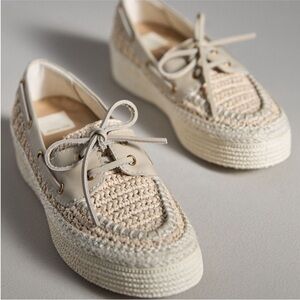 New! Anthropologie x Dolce Vita Raffia Platform Boat Shoes NWT